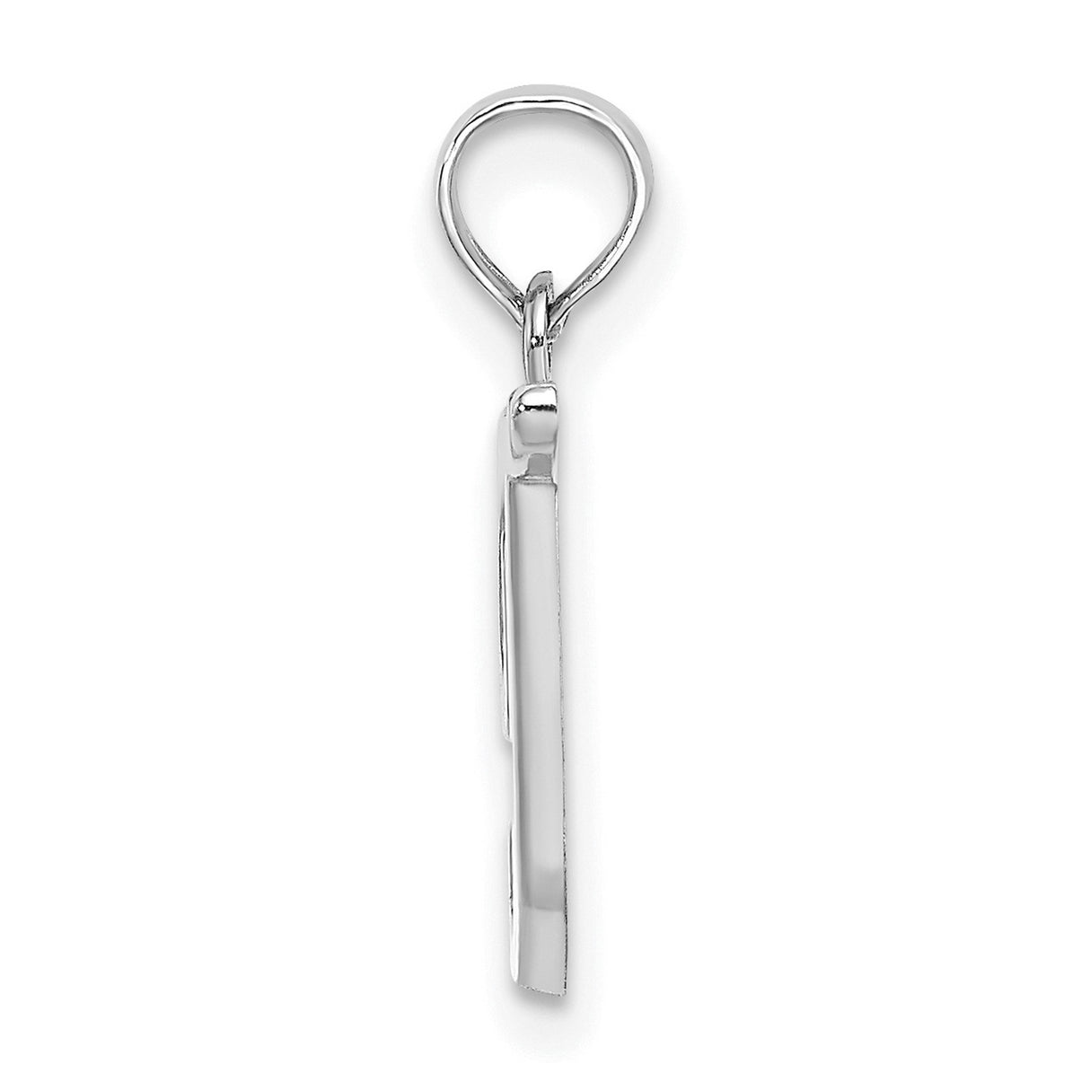 14k White Gold Script J Initial Pendant, Polished Letter Charm for Women