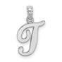 14k White Gold Script J Initial Pendant, Polished Letter Charm for Women
