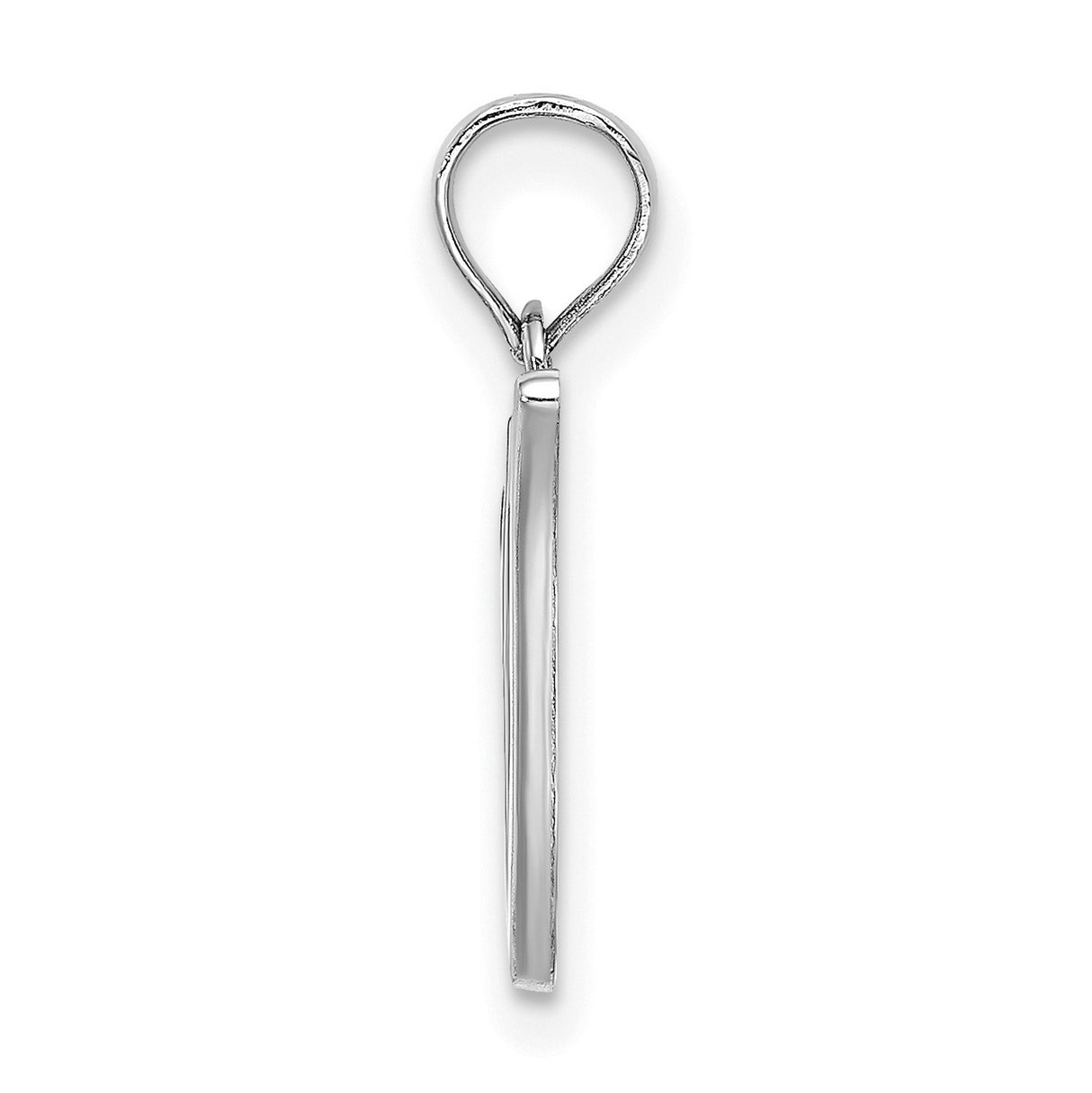 14k White Gold Script Initial N Pendant, High Polish Letter Charm for Women