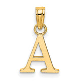 14k Yellow Gold Letter A Pendant, Polished Block Initial Charm, Unisex or Womens Jewelry