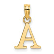 14k Yellow Gold Letter A Pendant, Polished Block Initial Charm, Unisex or Womens Jewelry