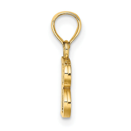 14k Yellow Gold Initial B Pendant, Polished Block Letter Charm for Women or Unisex Wear