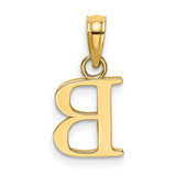 14k Yellow Gold Initial B Pendant, Polished Block Letter Charm for Women or Unisex Wear