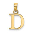 14k Yellow Gold Initial Pendant Charm, Polished Block Letter D Design for Women