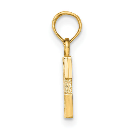 14k Yellow Gold Initial E Pendant, Polished Block Letter Charm for Women or Unisex