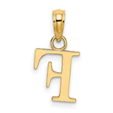 14k Yellow Gold Initial Pendant Charm with Polished Block Letter F Design
