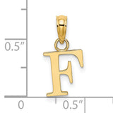 14k Yellow Gold Initial Pendant Charm with Polished Block Letter F Design