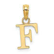 14k Yellow Gold Initial Pendant Charm with Polished Block Letter F Design