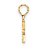 14k Yellow Gold Letter G Pendant Charm, Polished Block Initial Design, Unisex