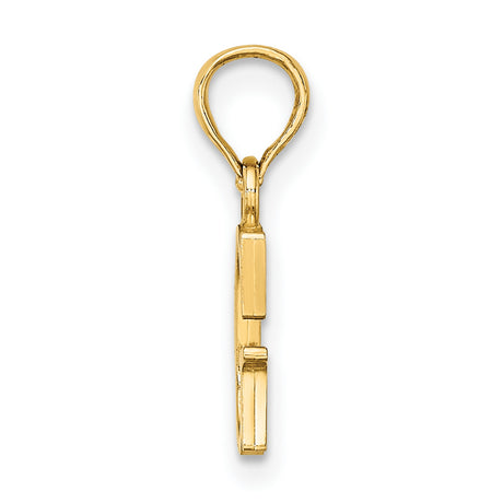 14k Yellow Gold Letter G Pendant Charm, Polished Block Initial Design, Unisex