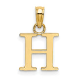 14k Yellow Gold Initial H Pendant, Block Letter Charm, Polished Alphabet Jewelry