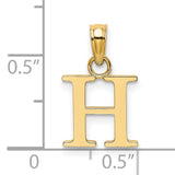 14k Yellow Gold Initial H Pendant, Block Letter Charm, Polished Alphabet Jewelry