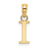 14k Yellow Gold Letter I Pendant Charm, Polished Block Serif Initial Jewelry for Women