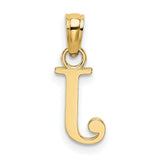 14k Yellow Gold Letter J Pendant Charm, Polished Finish, Classic Serif Design