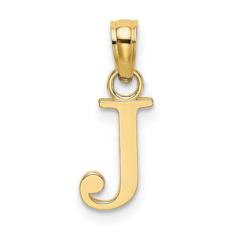 14k Yellow Gold Letter J Pendant Charm, Polished Finish, Classic Serif Design