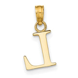14k Yellow Gold Letter L Pendant, Polished Block Initial Charm for Women