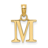 14k Yellow Gold Letter M Pendant Charm, Polished Block Initial Monogram Jewelry for Women or Unisex