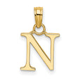 14k Yellow Gold Initial N Pendant, Polished Block Letter Charm for Women or Unisex Wear
