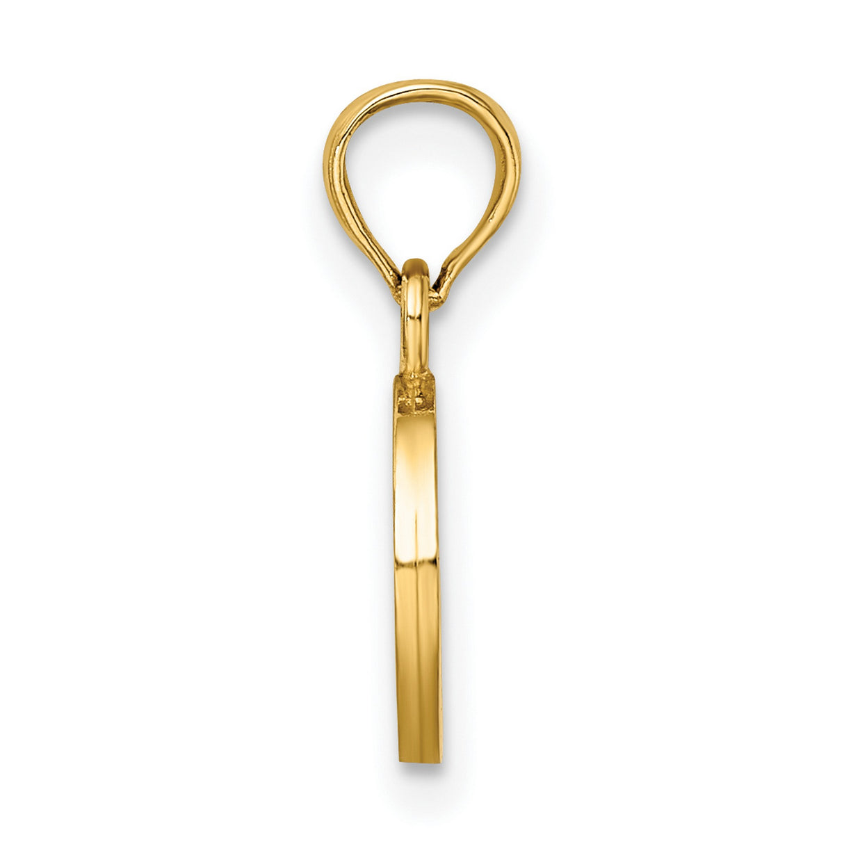 14k Yellow Gold Letter O Pendant Charm with Polished Open Initial Design