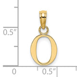 14k Yellow Gold Letter O Pendant Charm with Polished Open Initial Design