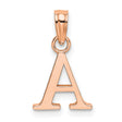 14k Rose Gold Initial Pendant Charm, Polished Block Letter A Monogram Jewelry for Women