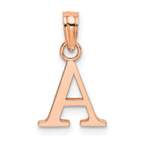 14k Rose Gold Initial Pendant Charm, Polished Block Letter A Monogram Jewelry for Women