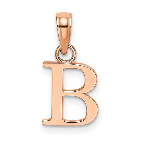 14k Rose Gold Initial Pendant, Block Letter B Charm, Dainty Monogram Jewelry for Women