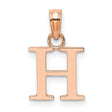 14k Rose Gold Letter H Pendant, Polished Block Font Initial Charm, Dainty Monogram Jewelry