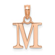 14k Rose Gold Letter M Pendant, Solid Gold Initial Charm with Block Monogram Design