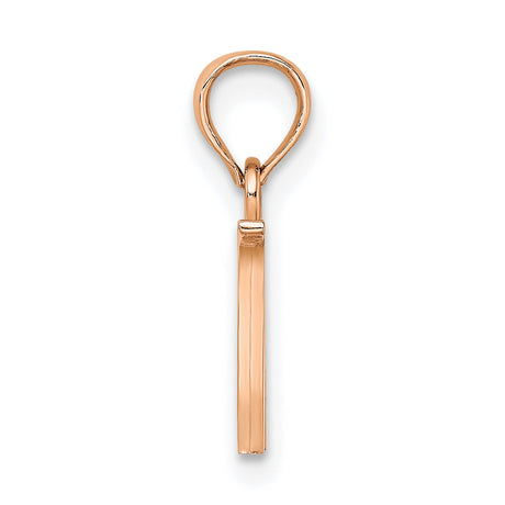 14k Rose Gold Letter W Pendant Charm, Polished Finish, Serif Font Initial Jewelry for Women