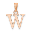 14k Rose Gold Letter W Pendant Charm, Polished Finish, Serif Font Initial Jewelry for Women