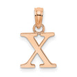 14k Rose Gold Alphabet Pendant with Polished Serif Letter X Design, Personalized Charm for Women