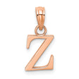 14k Rose Gold Initial Z Pendant, Polished Block Letter Charm, Dainty Monogram Jewelry