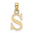 14k Yellow Gold Initial Pendant, Letter S Charm in Classic Font for Women