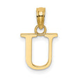 Polished Block Letter U Initial Charm Pendant in Real 14k Yellow Gold