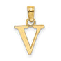 14k Yellow Gold Letter V Pendant Charm, Polished Serif Uppercase Initial for Women or Unisex Use