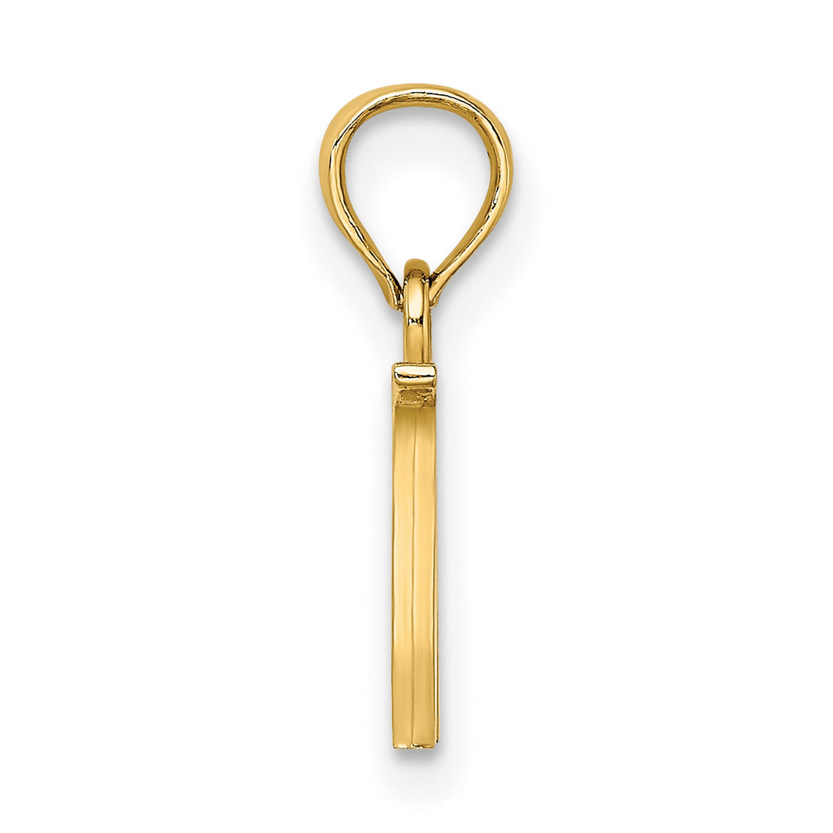 14k Yellow Gold Letter W Initial Pendant Charm, Polished Block Alphabet Style, Unisex or Womens Jewelry