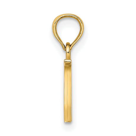 14k Yellow Gold Letter W Initial Pendant Charm, Polished Block Alphabet Style, Unisex or Womens Jewelry