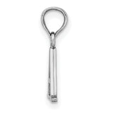 14k White Gold Letter A Pendant, Polished Alphabet Charm, Dainty Monogram Jewelry for Women