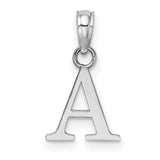 14k White Gold Letter A Pendant, Polished Alphabet Charm, Dainty Monogram Jewelry for Women