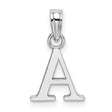 14k White Gold Letter A Pendant, Polished Alphabet Charm, Dainty Monogram Jewelry for Women