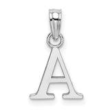 14k White Gold Letter A Pendant, Polished Alphabet Charm, Dainty Monogram Jewelry for Women