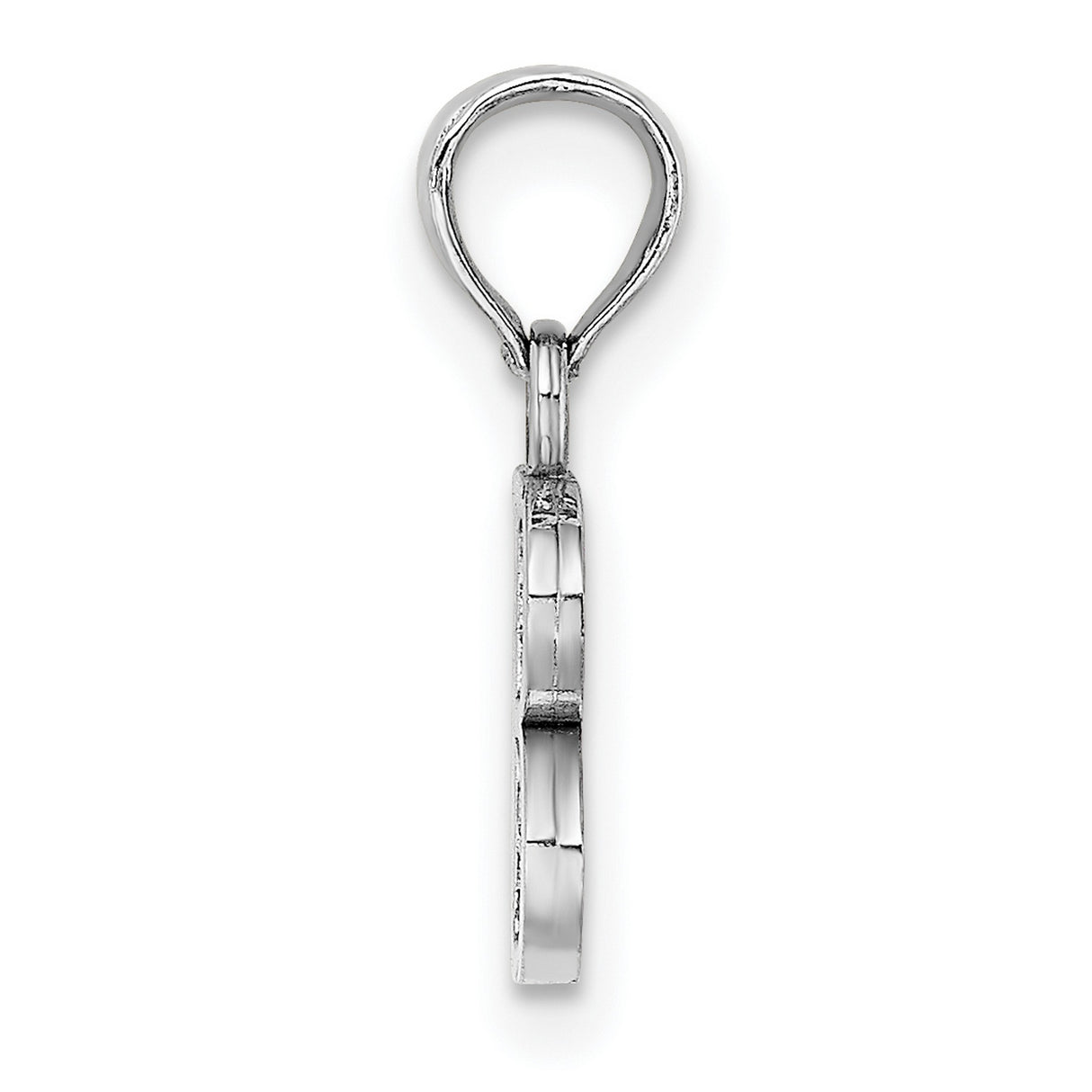 14k White Gold Letter B Pendant Charm, Polished Block Initial Design for Women