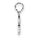 14k White Gold Letter B Pendant Charm, Polished Block Initial Design for Women