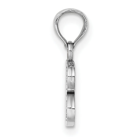 14k White Gold Letter B Pendant Charm, Polished Block Initial Design for Women