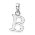 14k White Gold Letter B Pendant Charm, Polished Block Initial Design for Women