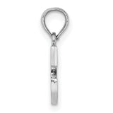 14k White Gold Letter C Pendant, Polished Serif Monogram Charm for Women