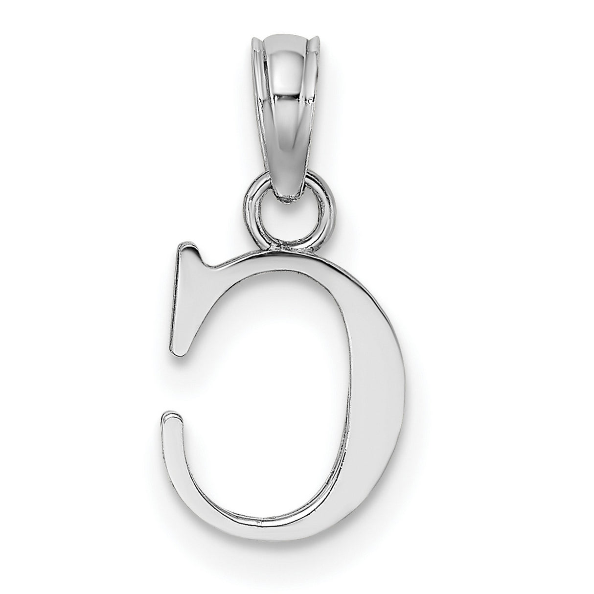 14k White Gold Letter C Pendant, Polished Serif Monogram Charm for Women