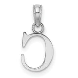 14k White Gold Letter C Pendant, Polished Serif Monogram Charm for Women