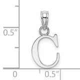 14k White Gold Letter C Pendant, Polished Serif Monogram Charm for Women